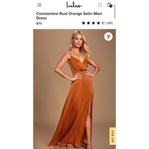 NWT Constantine Rust Orange Satin Maxi Dress